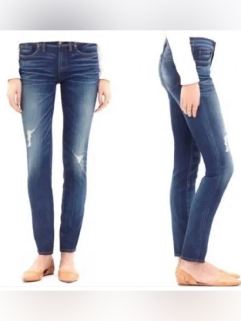 Madewell Skinny Skinny Distressed Jeans Mid Wash Blue Size 27 B7078